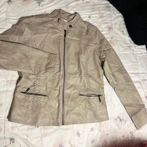 Roz & Ali Light Tan Leather Jacket